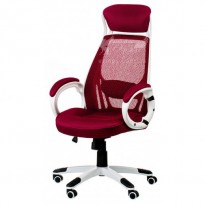 Кресло руководителя Briz red/white E090 Special4You (с сетчатой спинкой и мягкими подлокотниками)