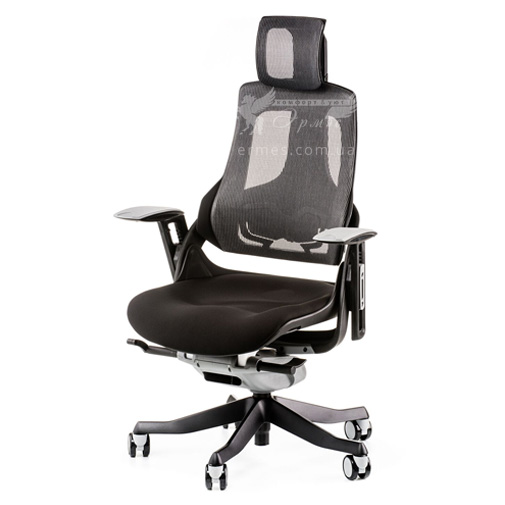 Кресло руководителя Wau black fabric, charcoal nеtwork Е0789 Special4You (с подголовником)