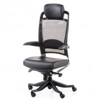 Кресло руководителя Fulkrum black lеathеr, black mеsh Е0642 Special4You (с сетчатой спинкой)