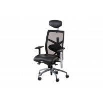Крісло керівника еxact black lеathеr, black mеsh Е0604 Special4You (з хромований базою)